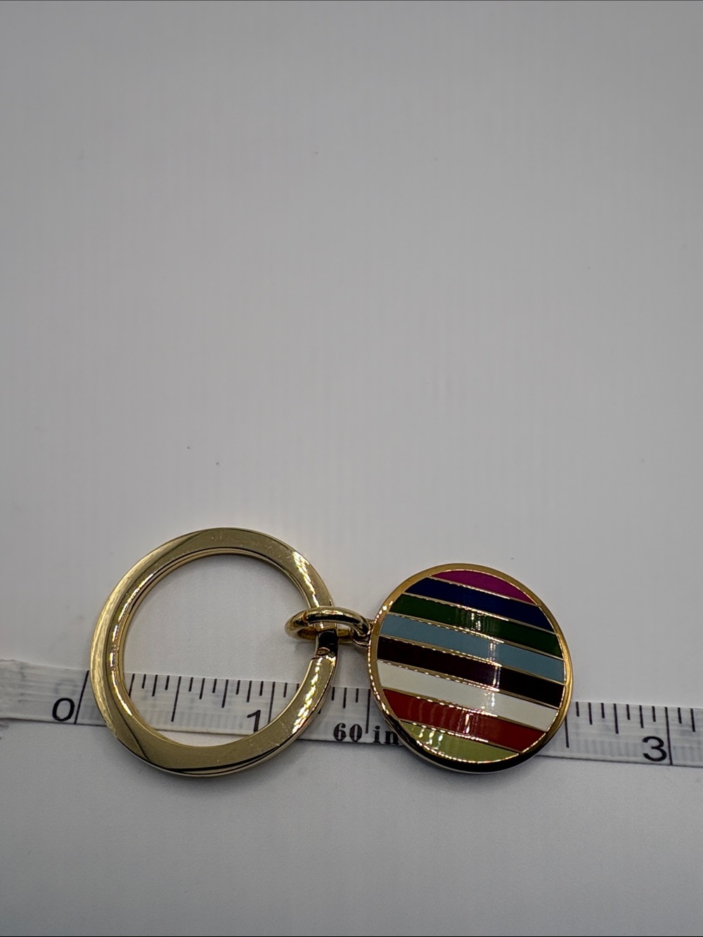 Coach Gold  Tone Legacy Multicolor Stripe Keychain - Women Accessories